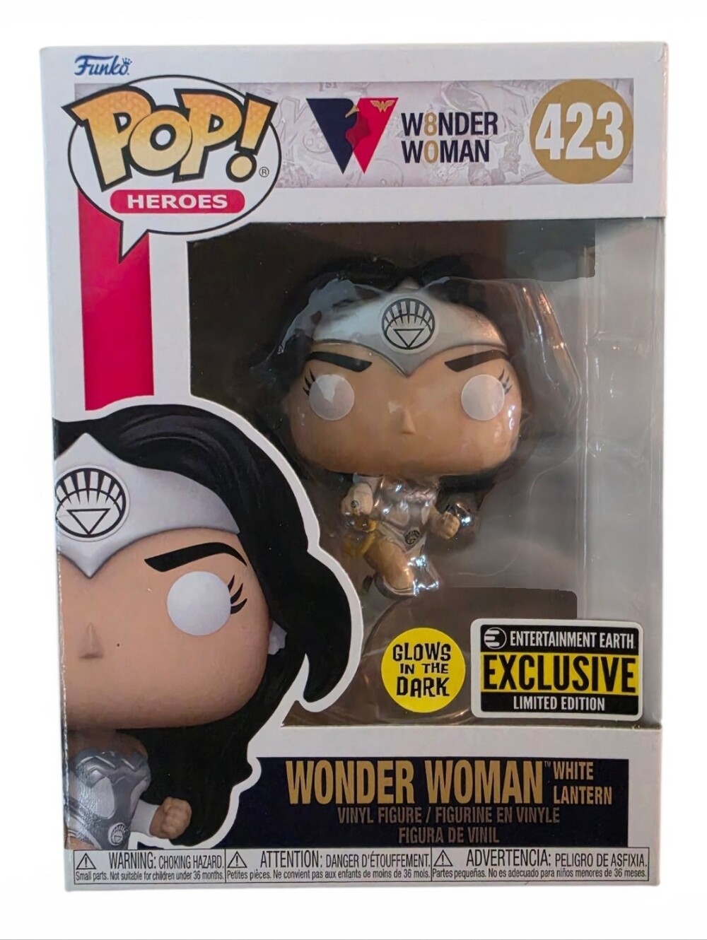 Funko Pop! Wonder Woman White Lantern #423 GITD Entertainment Earth Exclusive - Picture 2 of 9